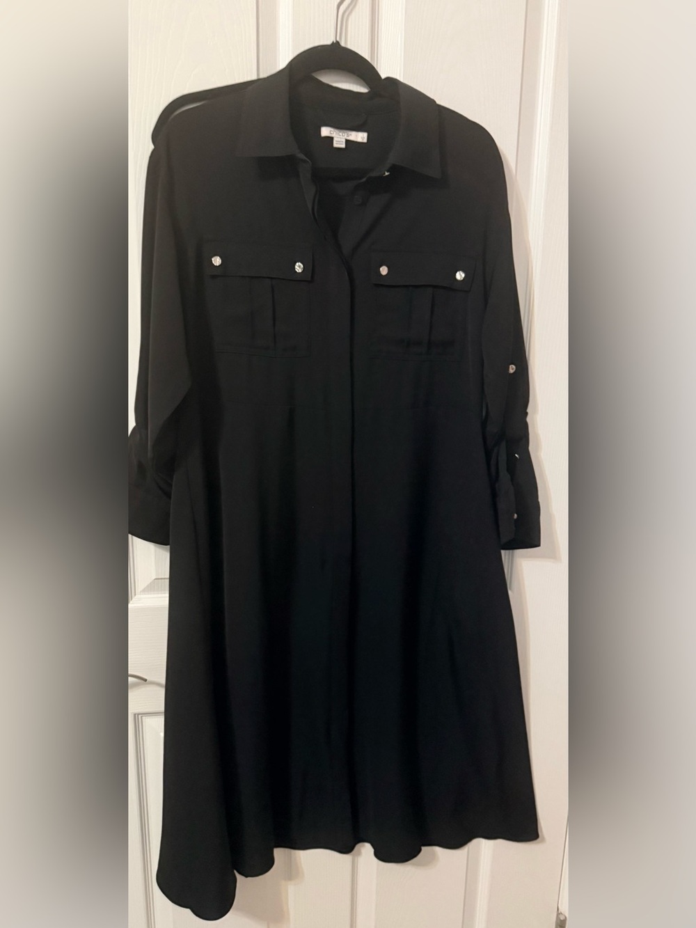 Chico's Black Long-Sleeve Shirt Dress
